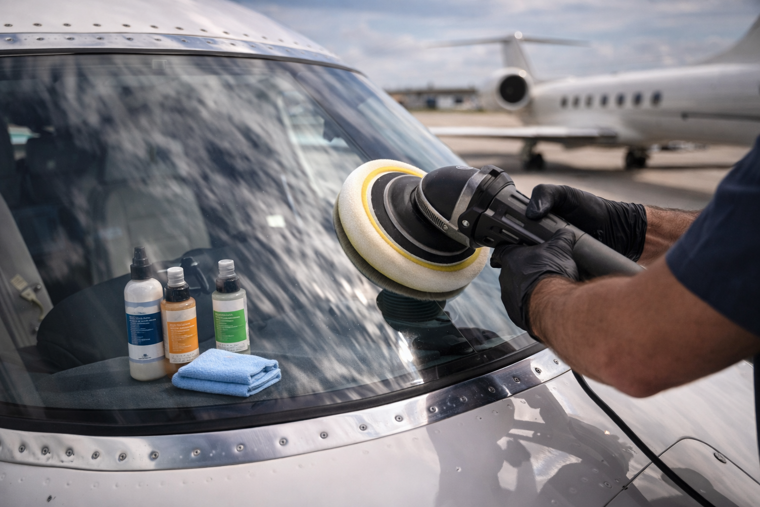 Polimento de plex e janelas aeronáticas
